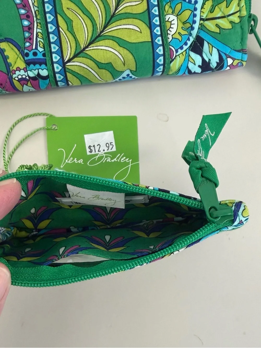 NWT Vera Bradley Emerald Paisley Quilted Wallet & ID Case Set