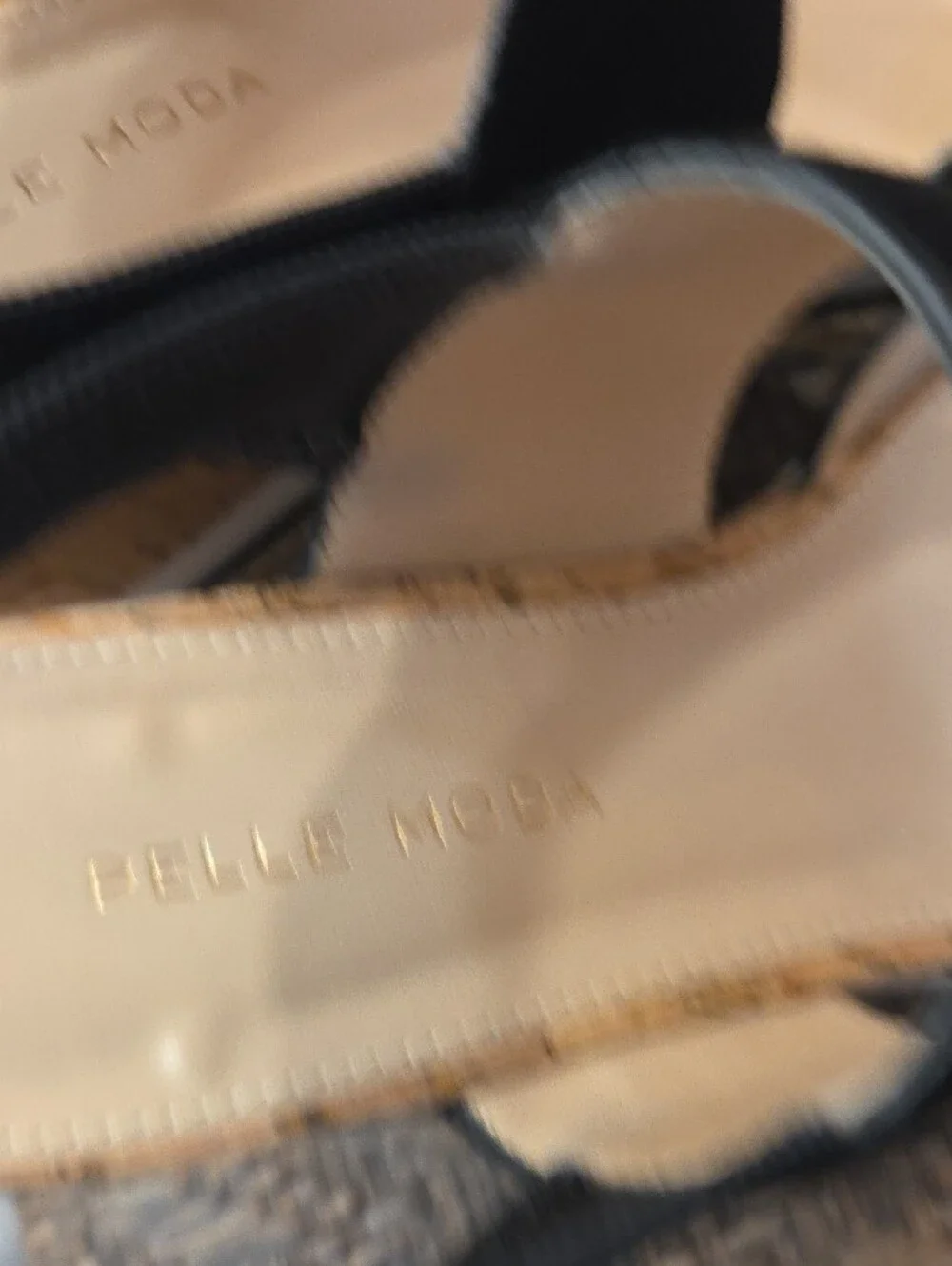 Pelle Moda Black Cork Platform Wedge Sandals