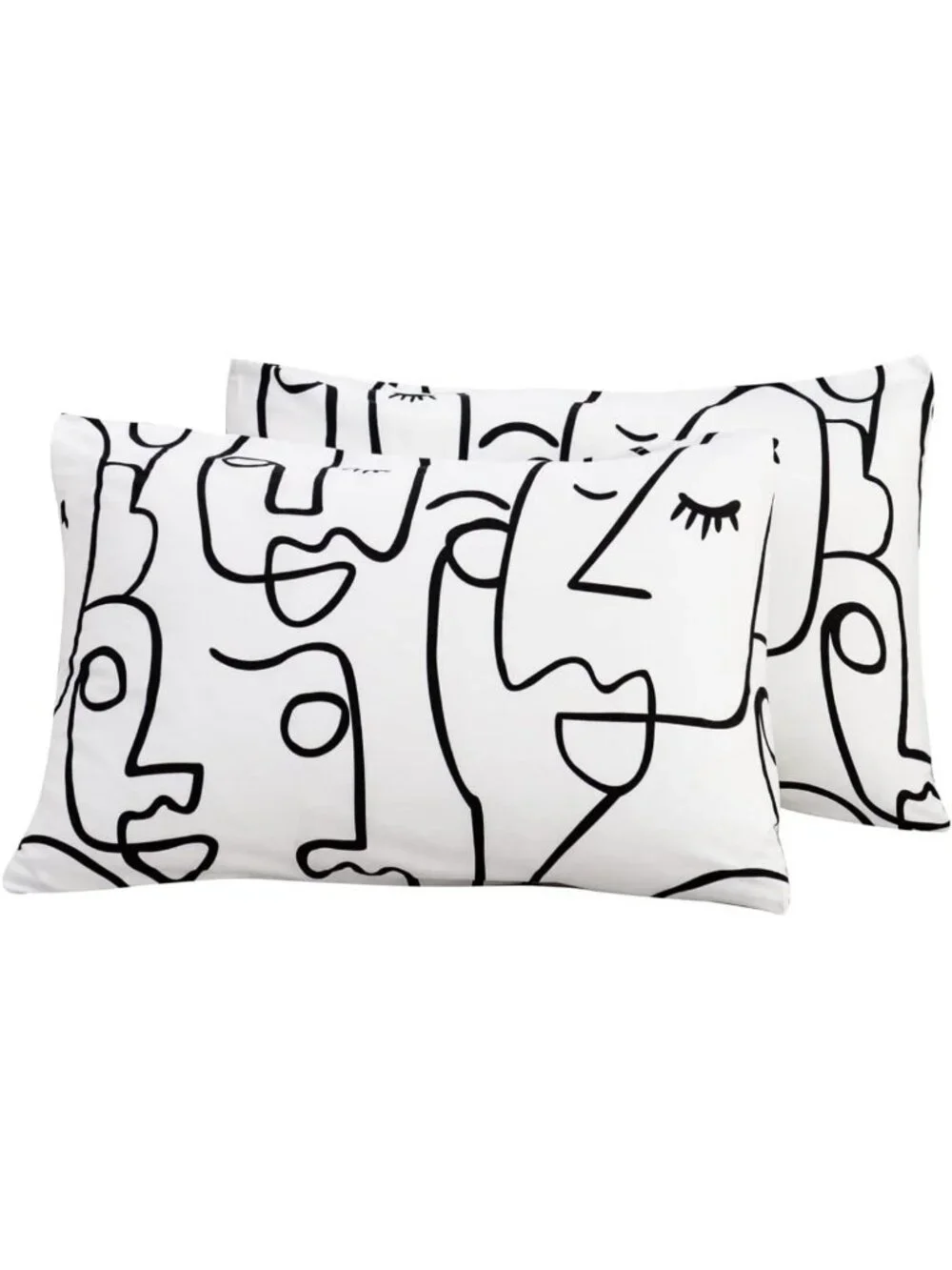 King Size Cotton Pillowcases Set of 2 - Soft Breathable Geometric Print Covers