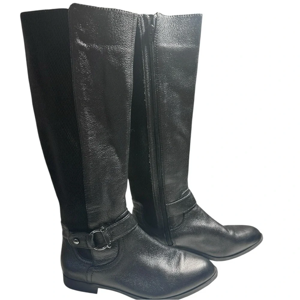 Alex Marie Black leather Knee-High Boots Size 7.5