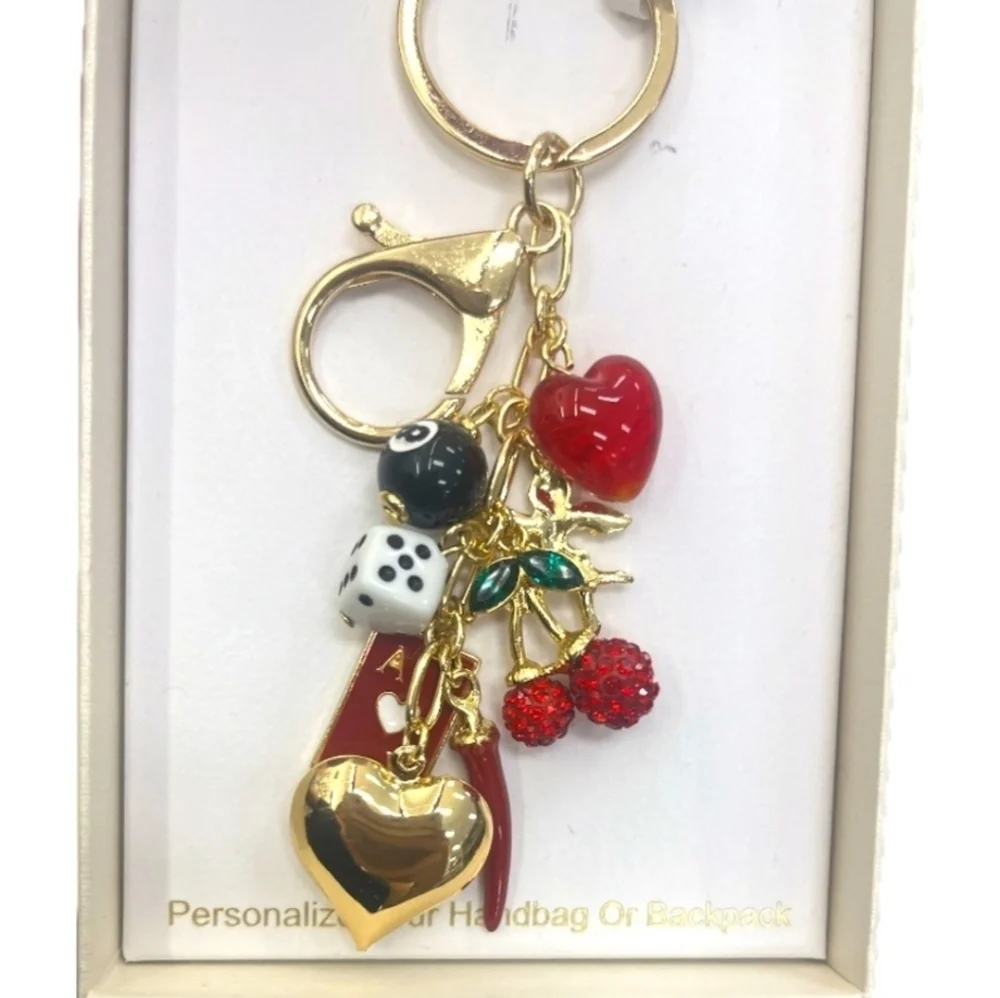 ♥️▪️Persimmon▪️Embellished Keychain Bag Charm with playful charms