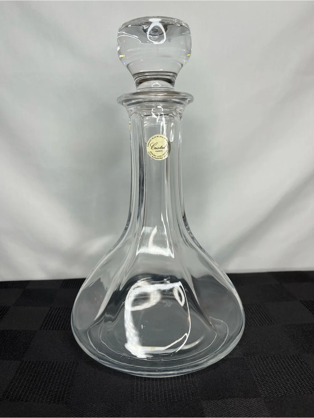 Cristal France 24% Lead Crystal Decanter With Stopper Original Label French