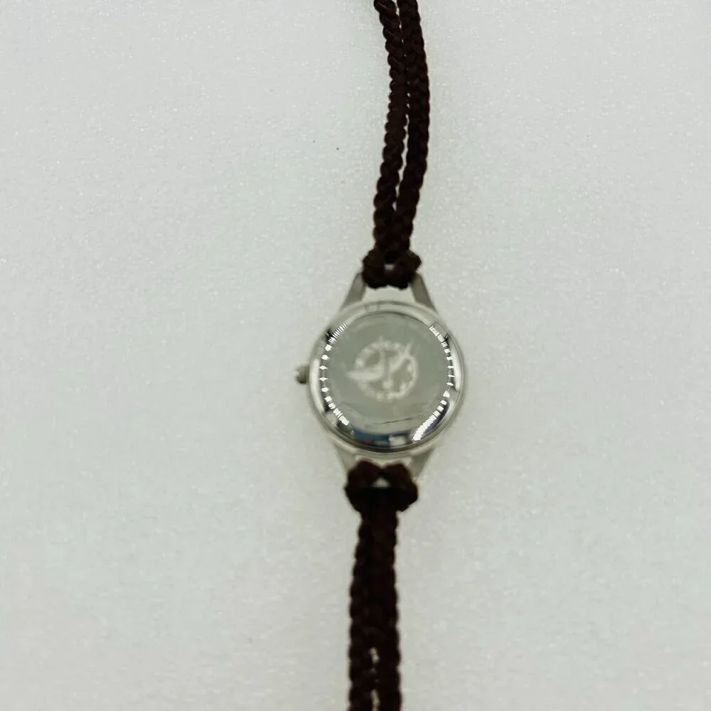 Eddie Bauer Women's Round Brushed Metal Watch V8V121 with Brown Braided Band