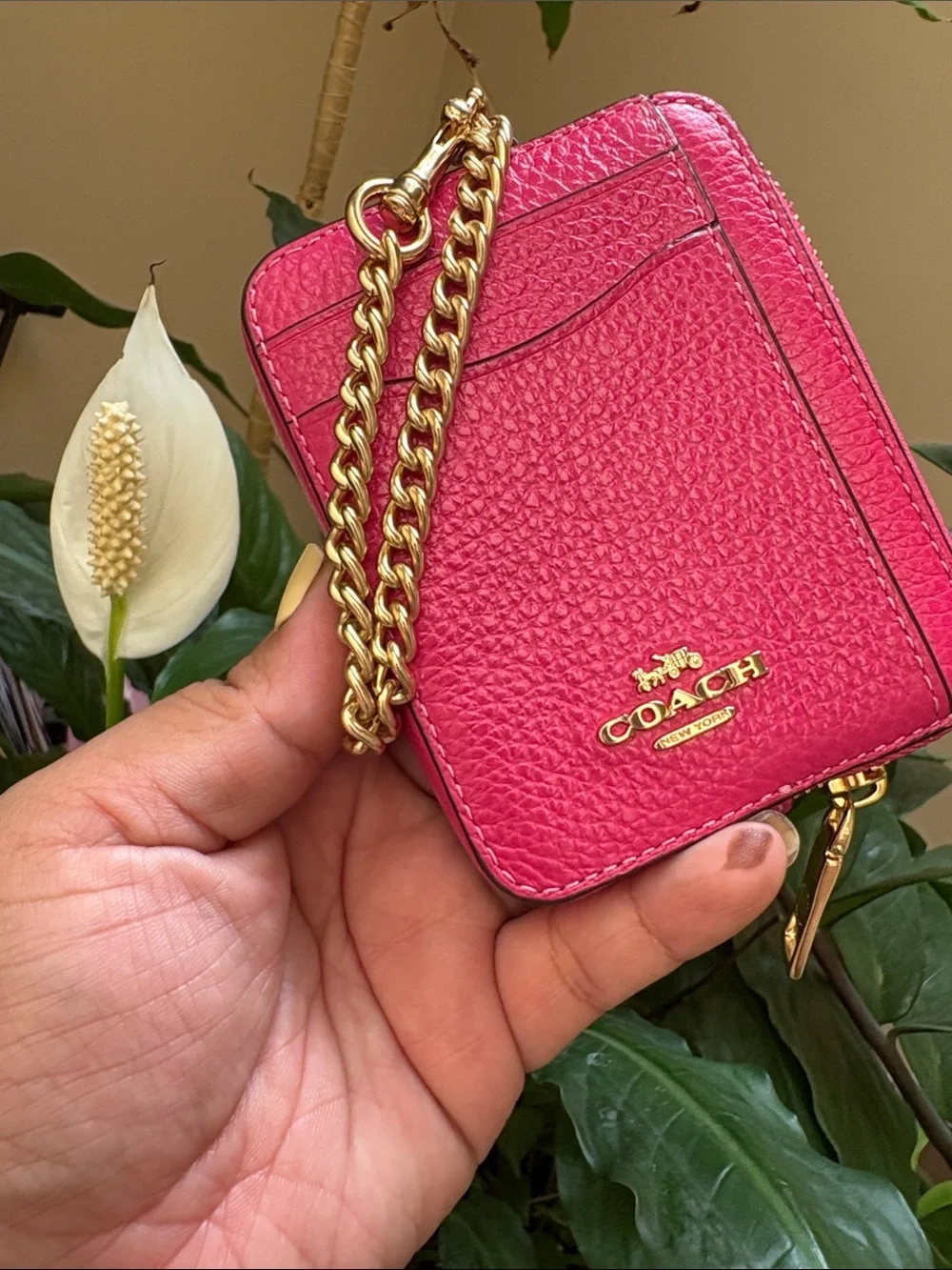 Coach compact pebbled