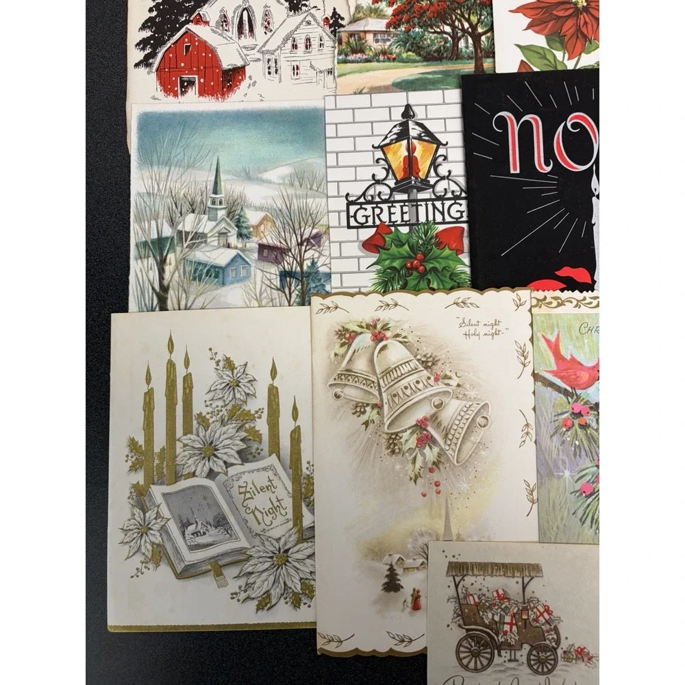 Vintage Retro Christmas Cards Fronts ONLY 1950s 1960s Scrapbooking Crafts 50+