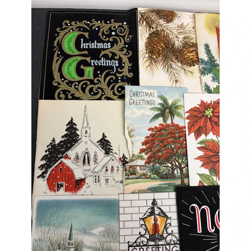 Vintage Retro Christmas Cards Fronts ONLY 1950s 1960s Scrapbooking Crafts 50+