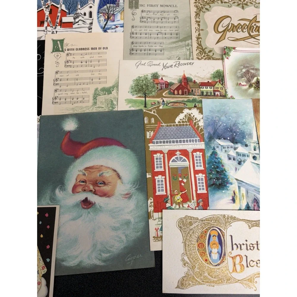Vintage Retro Christmas Cards Fronts ONLY 1950s 1960s Scrapbooking Crafts 50+