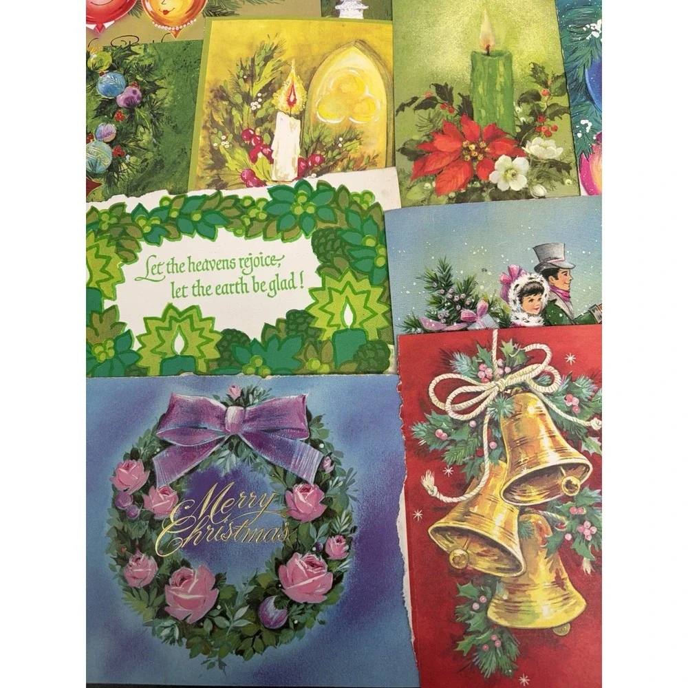 Vintage MCM Christmas Cards Fronts ONLY Mid Century Scrapbooking Crafts 50+