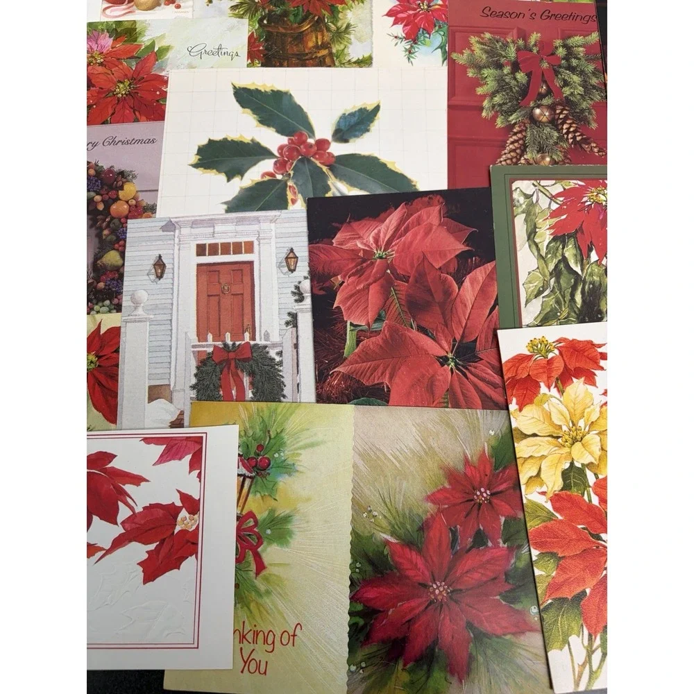 Vintage Christmas Cards Fronts ONLY Greenery Trees Wreaths Scrapbook Crafts 50+