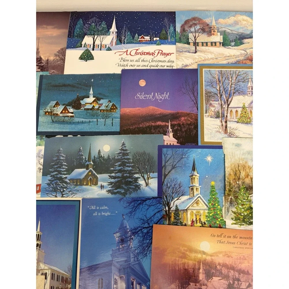 Vintage Christmas Cards Fronts ONLY Churches Cathedrals Scrapbooking Crafts 50+
