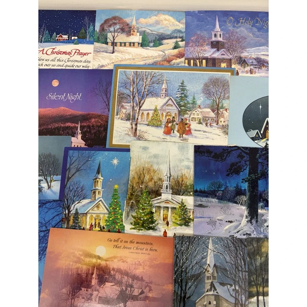 Vintage Christmas Cards Fronts ONLY Churches Cathedrals Scrapbooking Crafts 50+