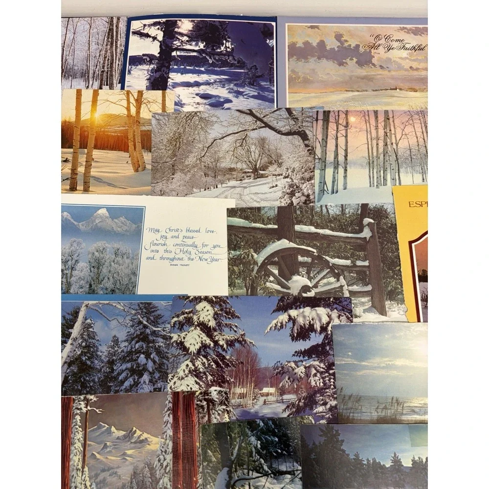 Vintage Christmas Cards Winter Snow Scenery  Fronts ONLY Scrapbooking Crafts 50+