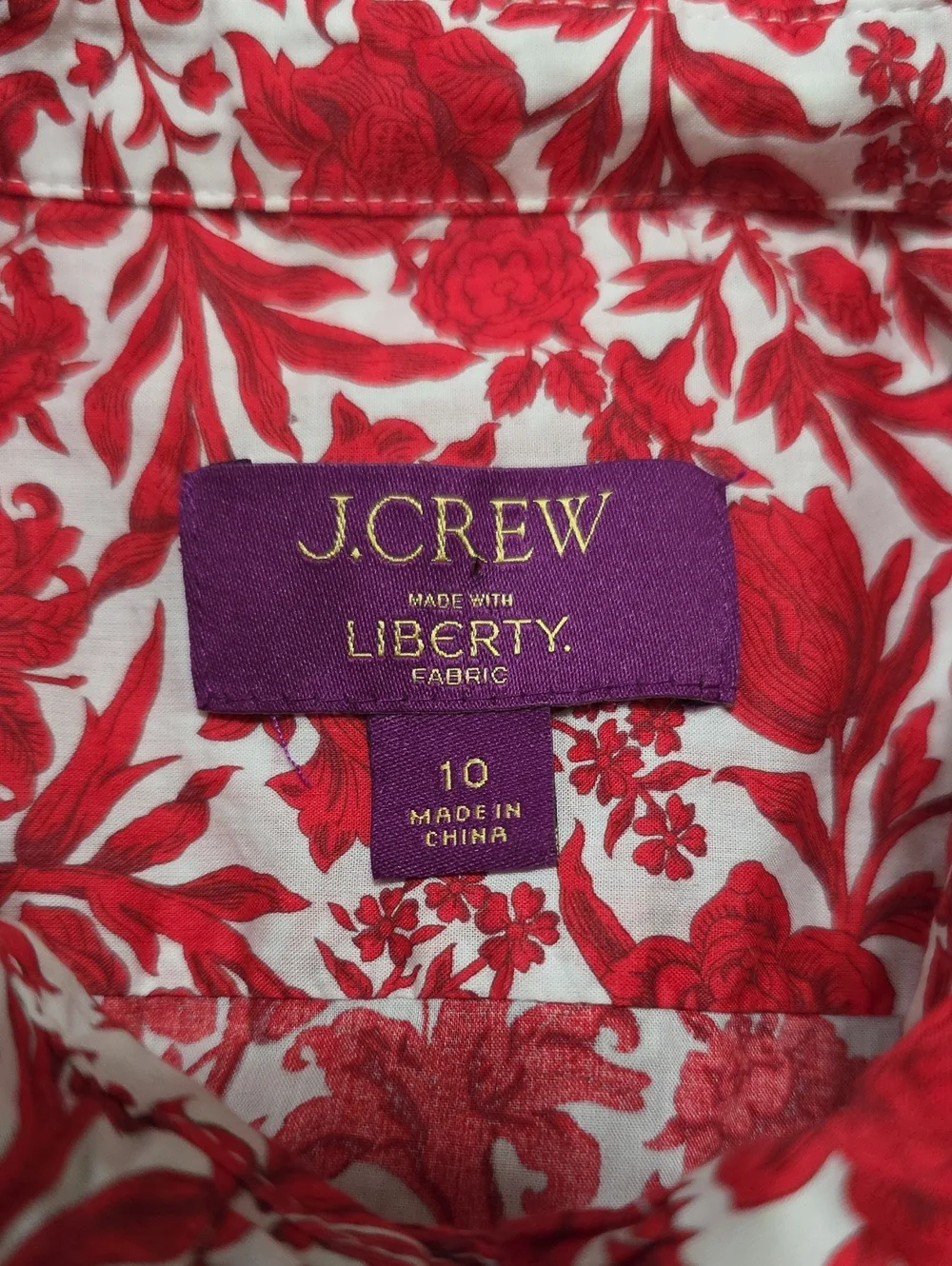 J. Crew Liberty Fabrics Cropped Garcon Shirt in Sambourne Size 10