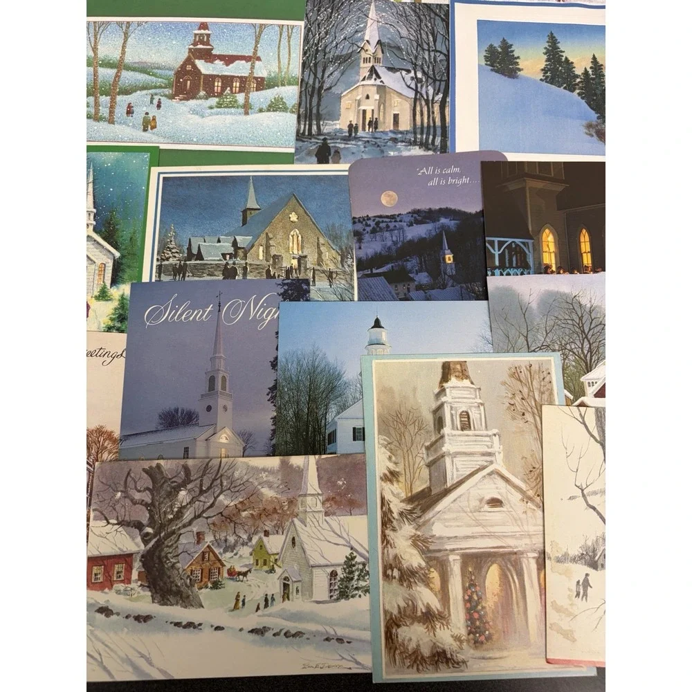 Vintage Christmas Cards Fronts ONLY Churches Cathedrals Scrapbooking Crafts 50+