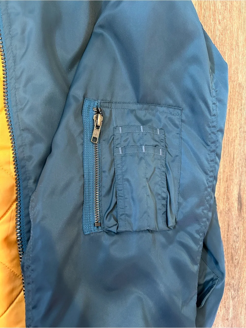J. Crew Teal Bomber Jacket with Yellow Lining