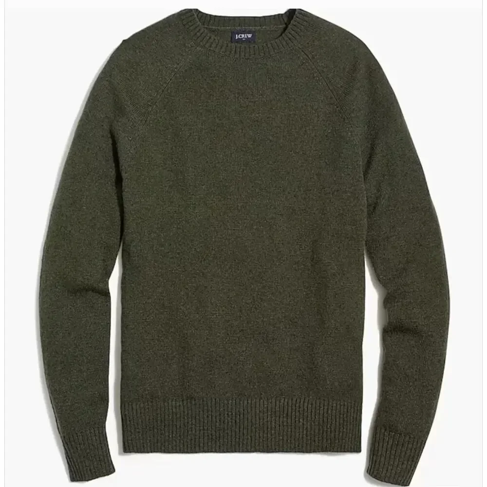 J. Crew Crewneck Sweater in Supersoft Lambswool Faded Forest Green Size M