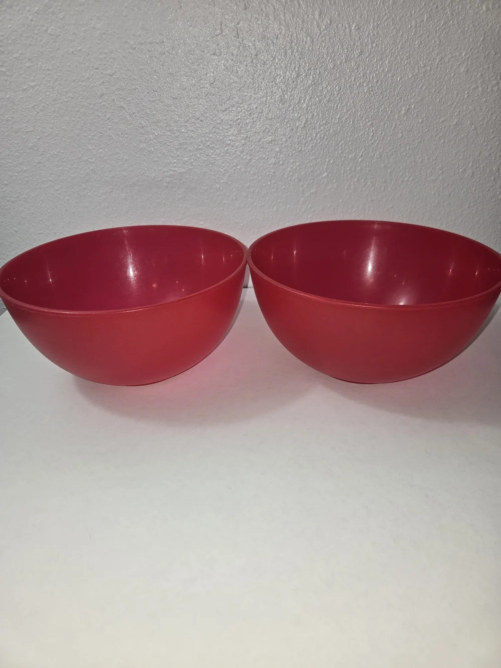 Bright Red Plastic Serving Bowls - Set of 2