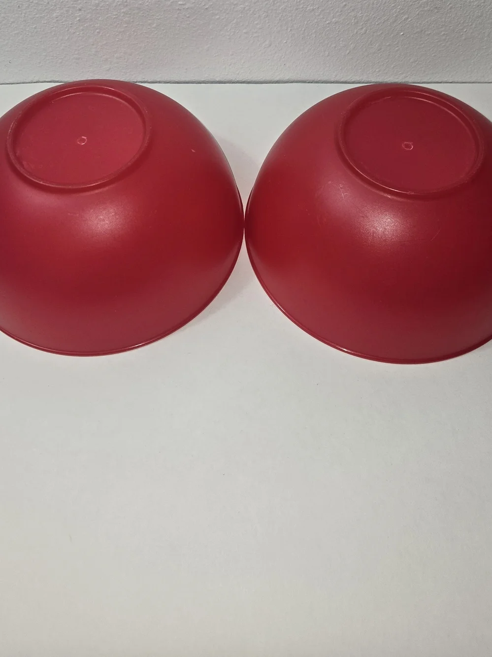 Bright Red Plastic Serving Bowls - Set of 2