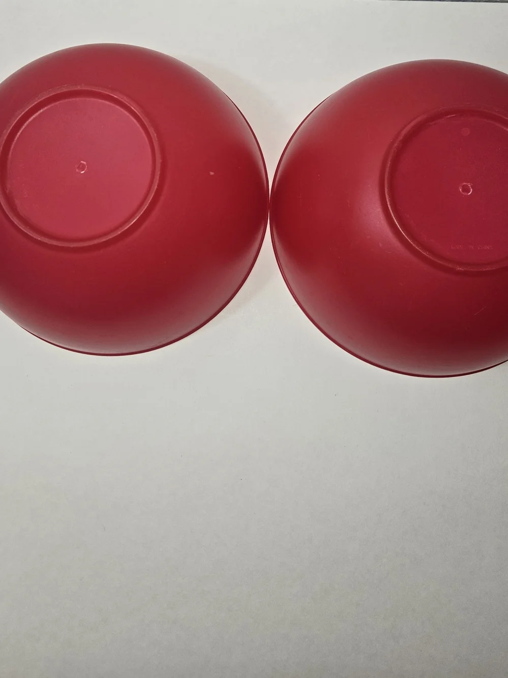 Bright Red Plastic Serving Bowls - Set of 2