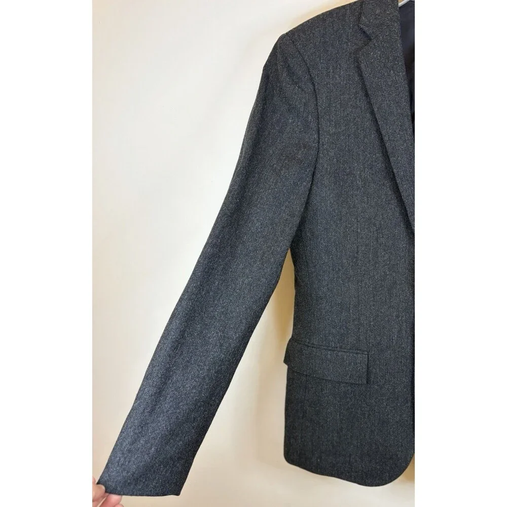 J CREW Ludlow Moon Blazer Men 36R English Wool Tweed Charcoal Gray Career Preppy