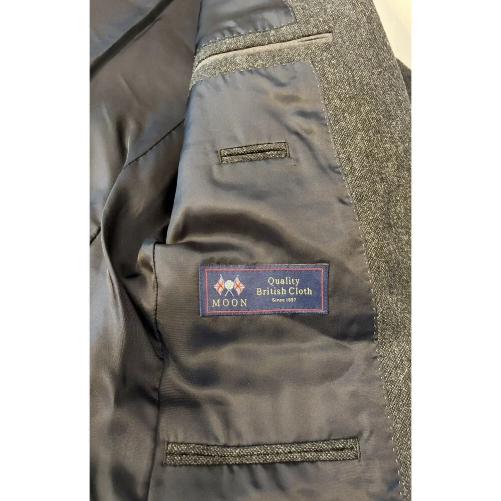 J CREW Ludlow Moon Blazer Men 36R English Wool Tweed Charcoal Gray Career Preppy
