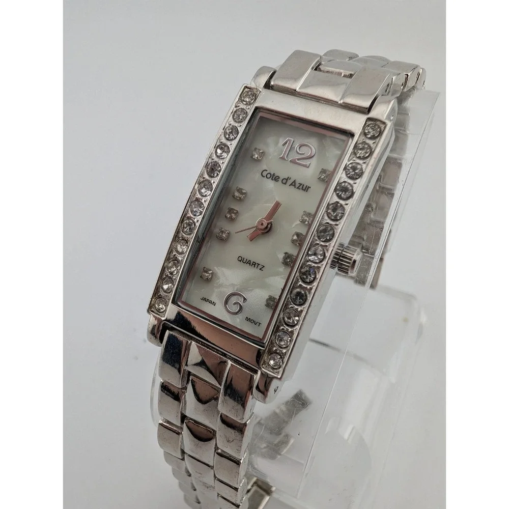 Cote d'Azur Tank Watch Women 21mm Case‎ Crystals Silver 7.25