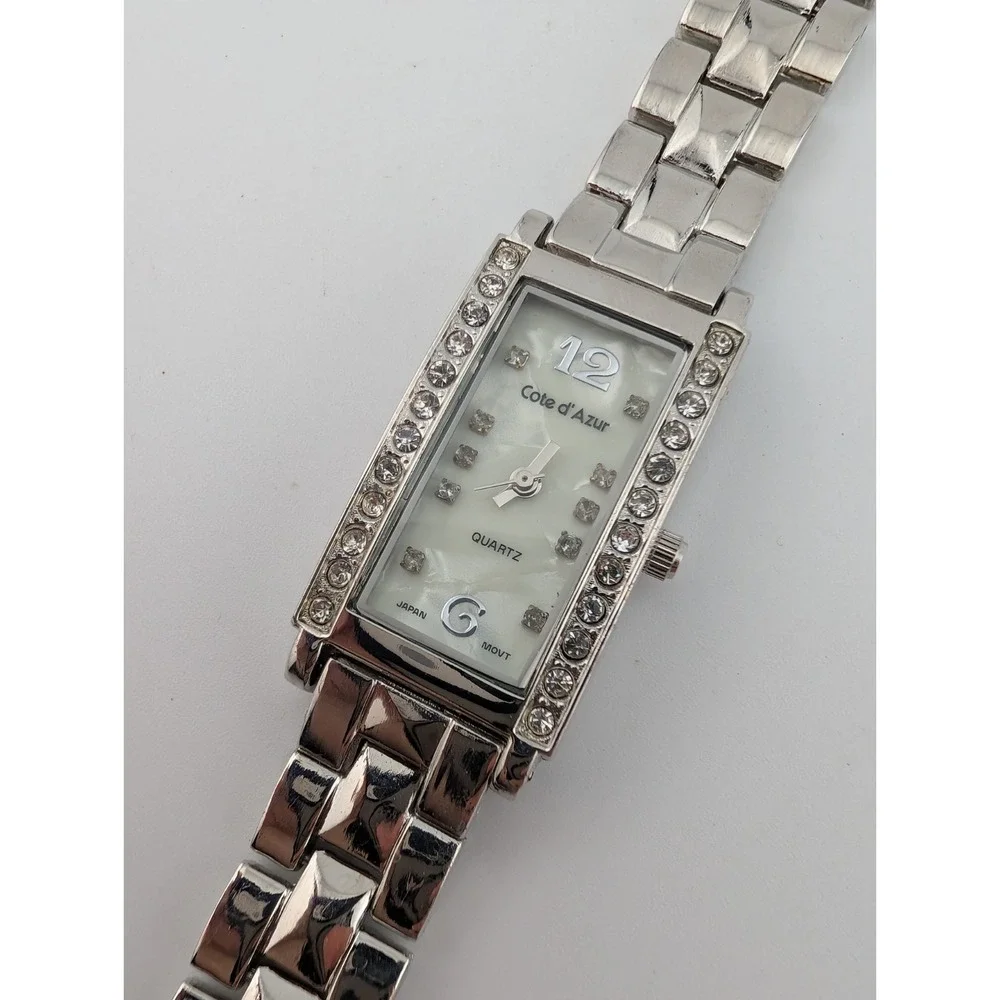 Cote d'Azur Tank Watch Women 21mm Case‎ Crystals Silver 7.25