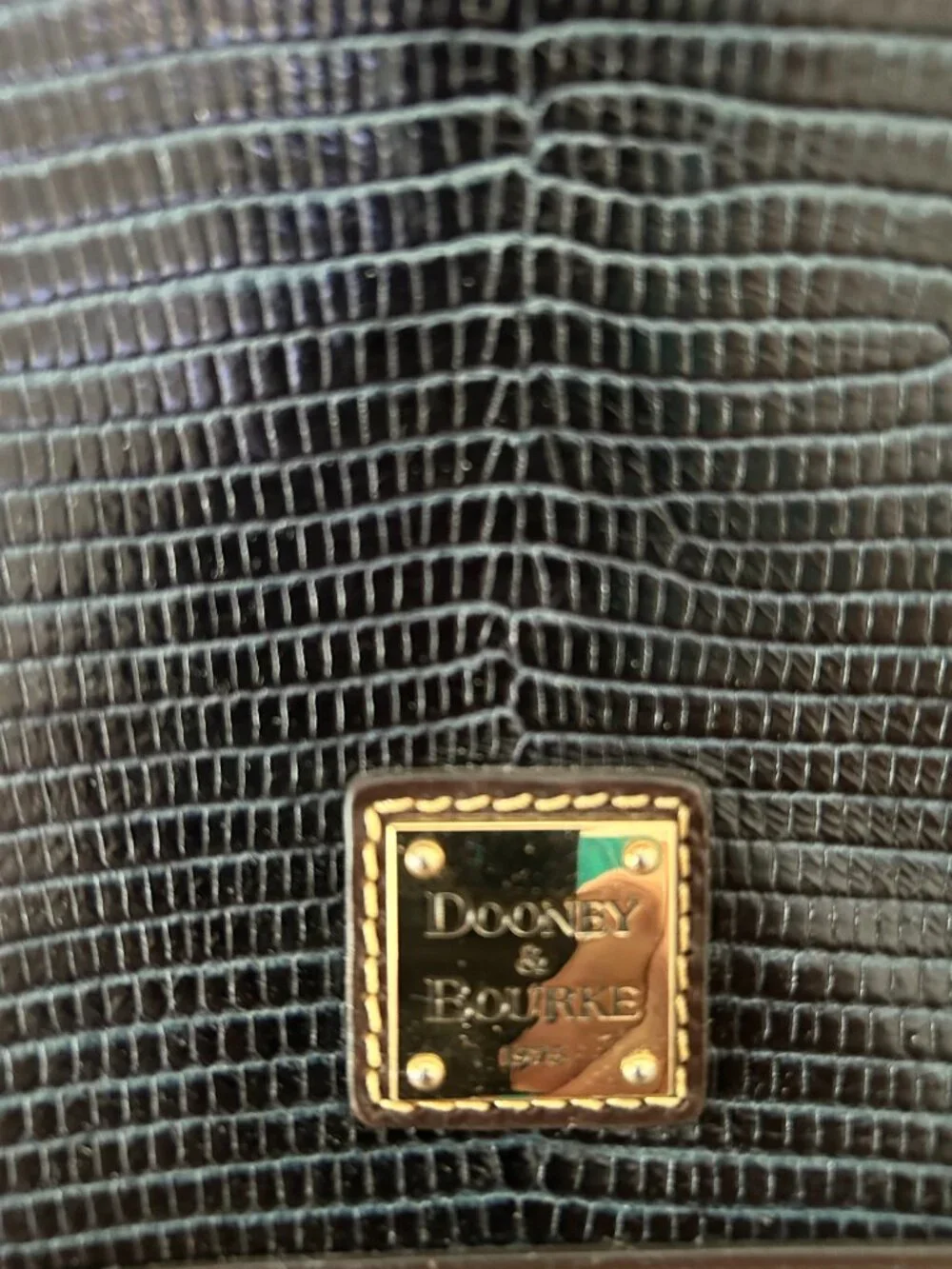 Dooney & Bourke Lizard Embossed Leather Domed Satchel Handbag