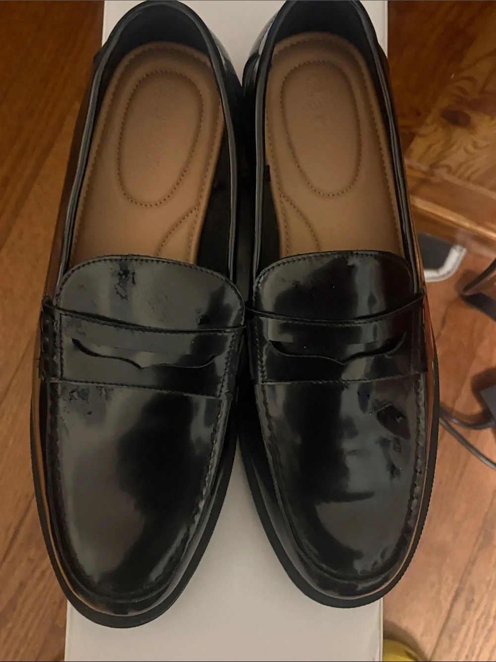Old Navy Black Patent Leather Slip-On Penny Loafers