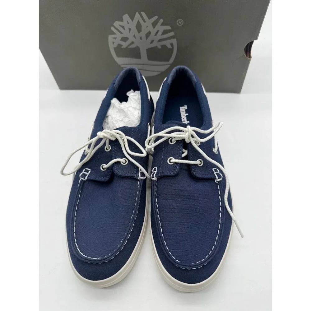 Timberland Union Wharf 2-Eye Boat Shoe Mens 7 Navy Canvas Deck Shoe TB0A1Q86019