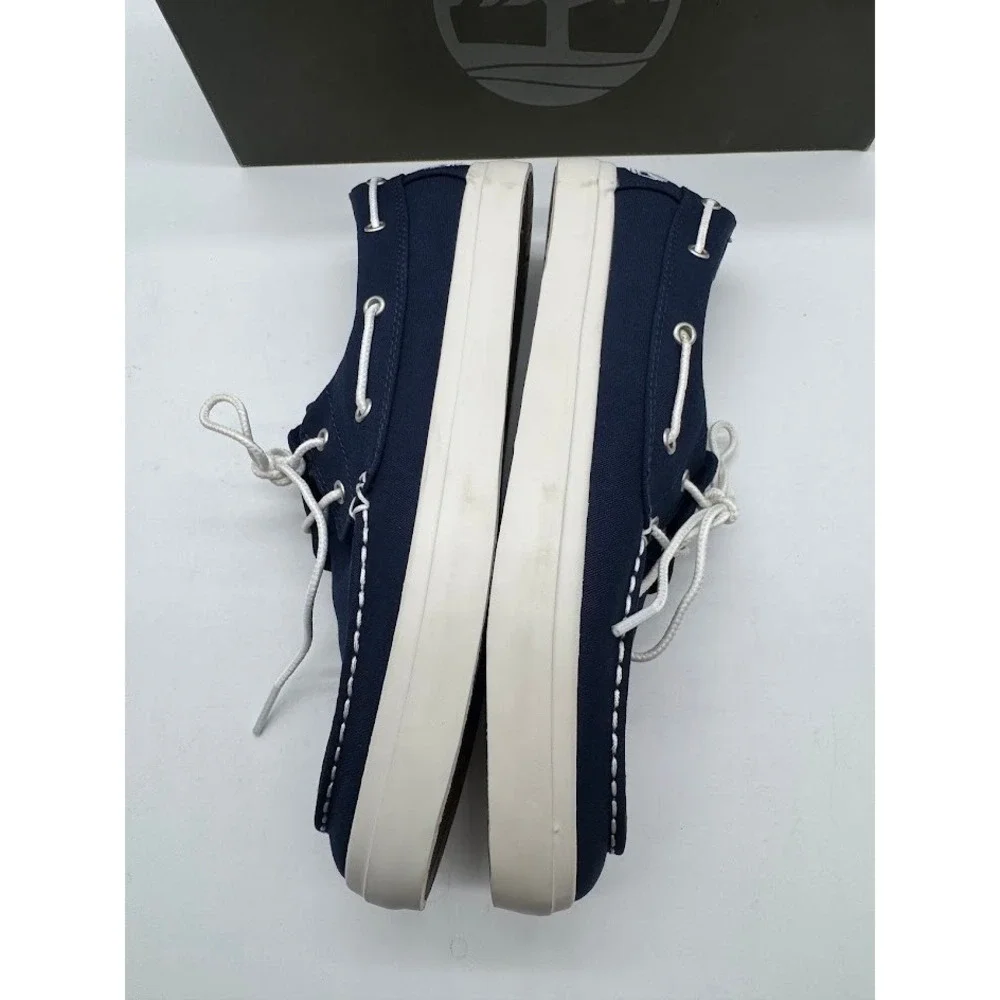 Timberland Union Wharf 2-Eye Boat Shoe Mens 7 Navy Canvas Deck Shoe TB0A1Q86019
