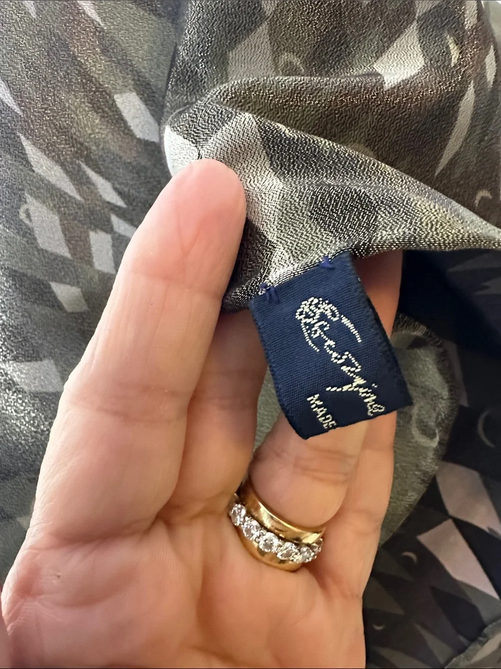 Georgina von Etzdorf Vintage Silk Blend Abstract Camo Scarf