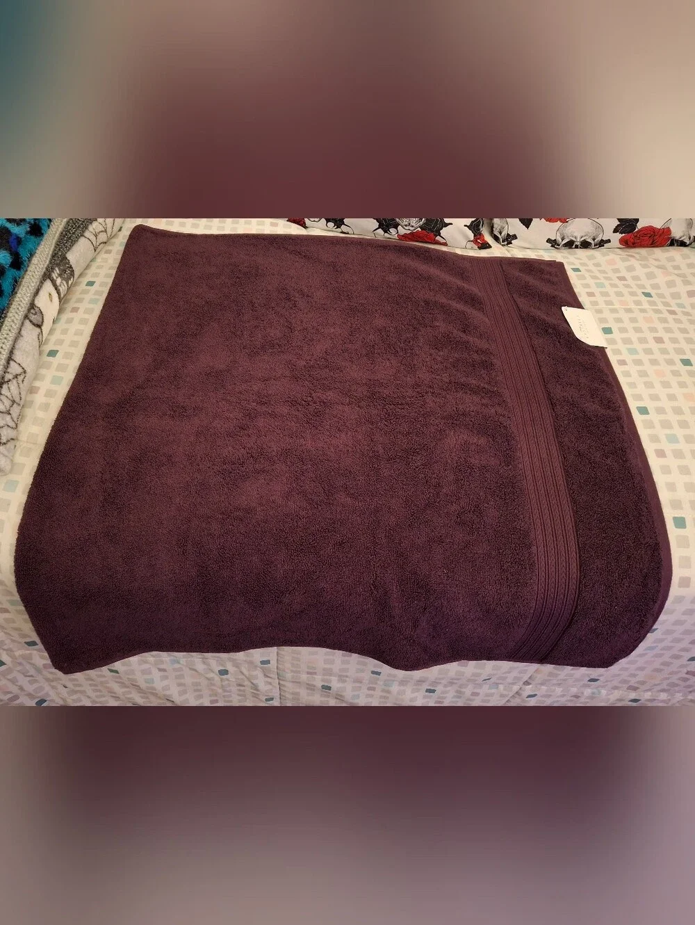 Kassatex Large Bath Towel Plum KDN-109-PLU