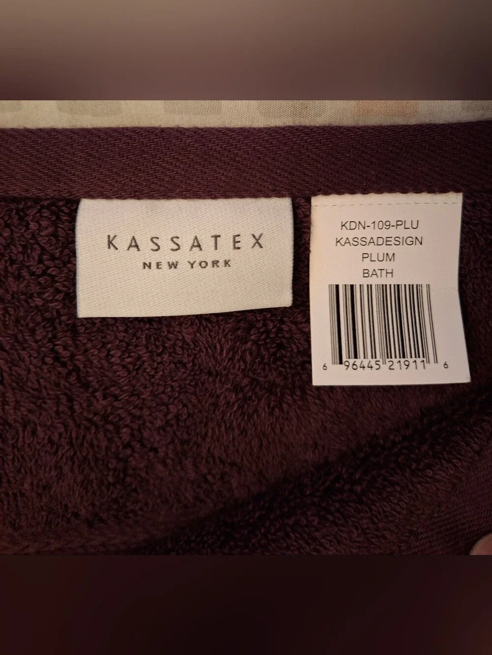 Kassatex Large Bath Towel Plum KDN-109-PLU