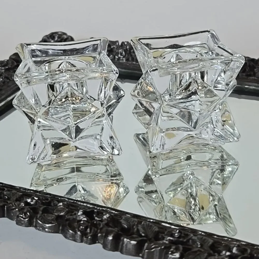 Lead Crystal 3D Star Candle Holders Modern Elegant Candlestick Diamond Geometric