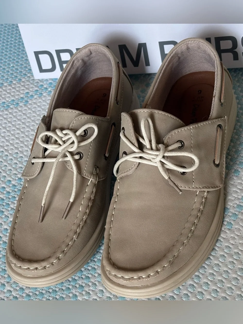 DREAM PAIRS Boys Khaki Suede Boat Shoes Loafers Size 6 Big Kid