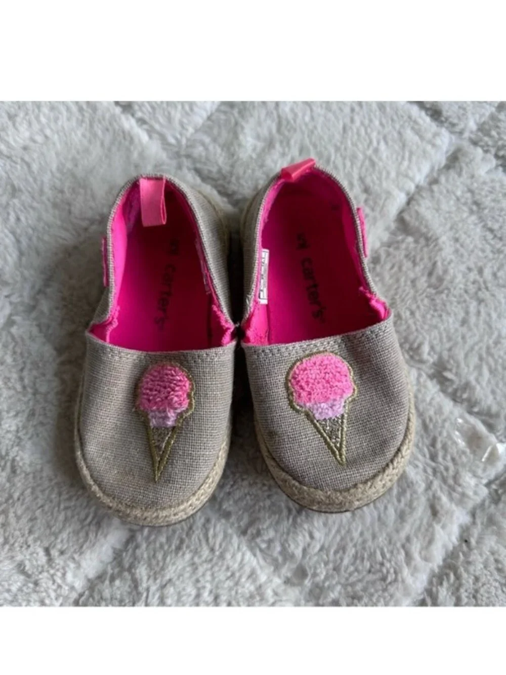 Carters | Cream and Pink Ice Cream Cone Ari Espadrille Shoes | Size 5 Toddler