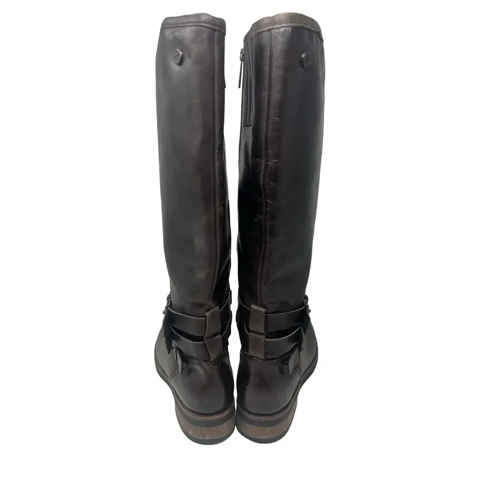 BUSSOLA Prague Ebony Leather Moto Riding Boots Knee High EU 40 / 9 - 9.5