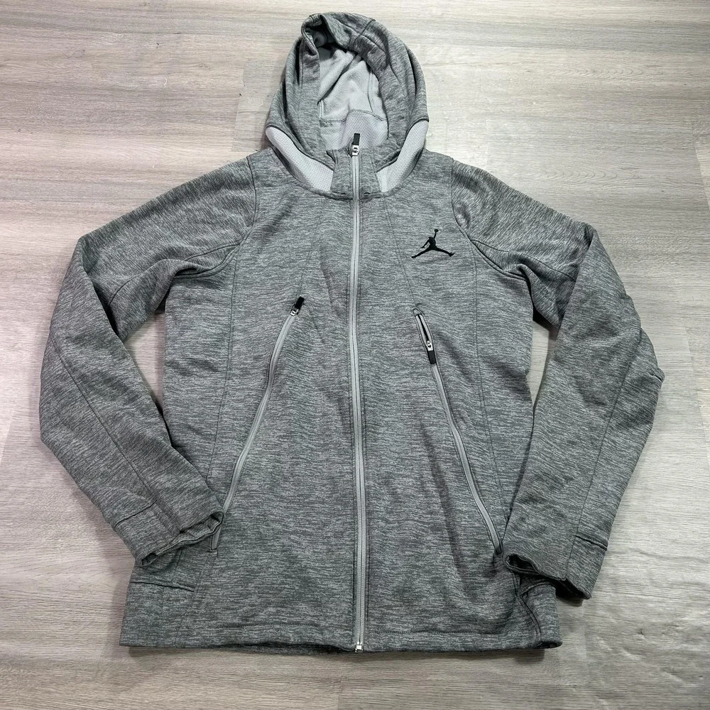 Jordan Therma-FIT Hoodie Mens Small Gray Full Zip Fleece‎ Jacket 688525-012