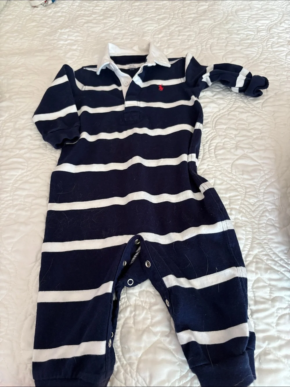 Ralph Lauren Navy & White Striped Polo One-Piece
