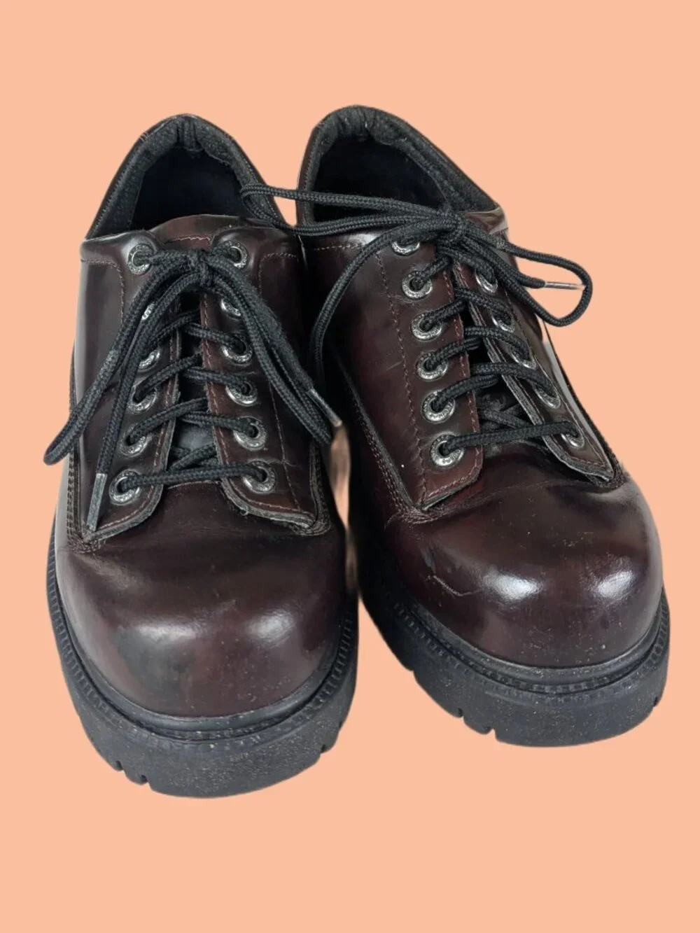 Rich Burgundy Leather Vintage Y2K Skechers Jammers platform oxfords - US Mens 12