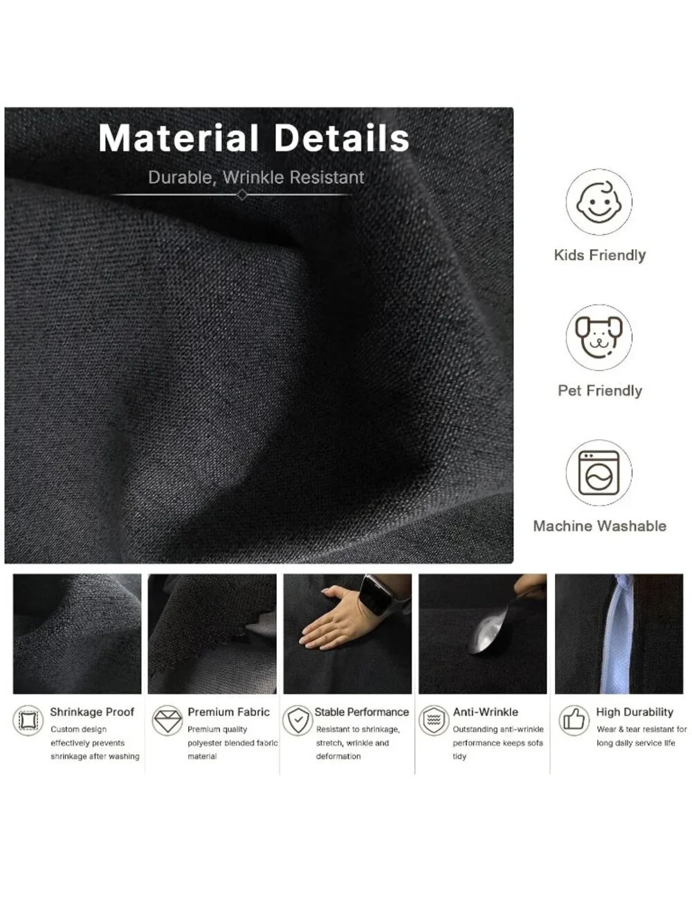 New: IKEA Friheten Sectional Cover - Right Facing (Charcoal Gray)