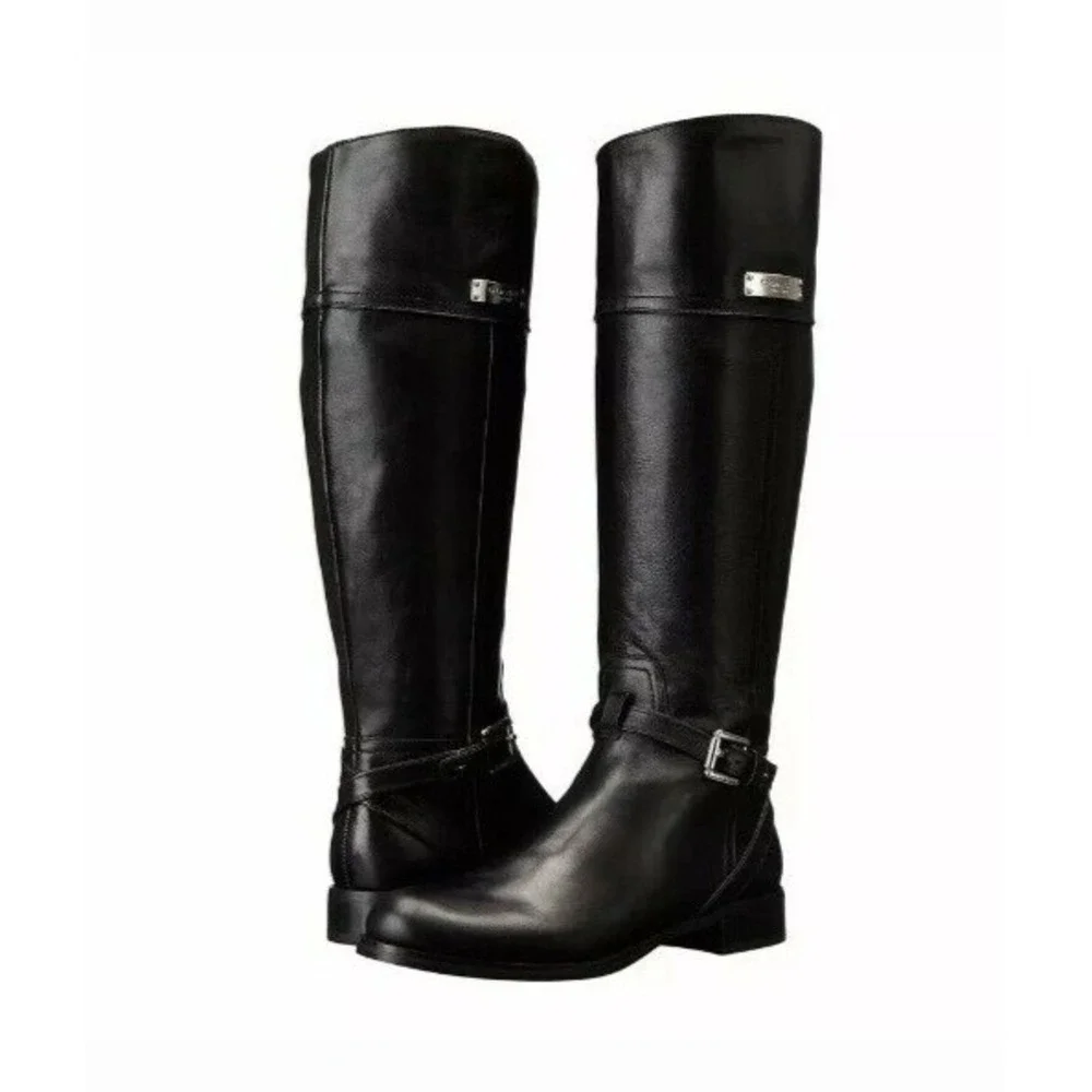 COACH Micha Black Leather Knee High Boots Wide Calf Size 9.5 B‎ A6848