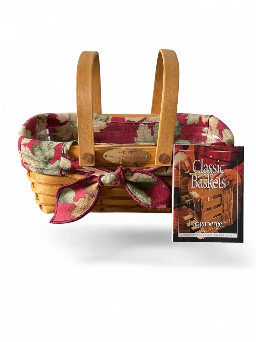 Longaberger Basket Woven Memories Yr 2000 Material Cover Plastic Liner Vintage
