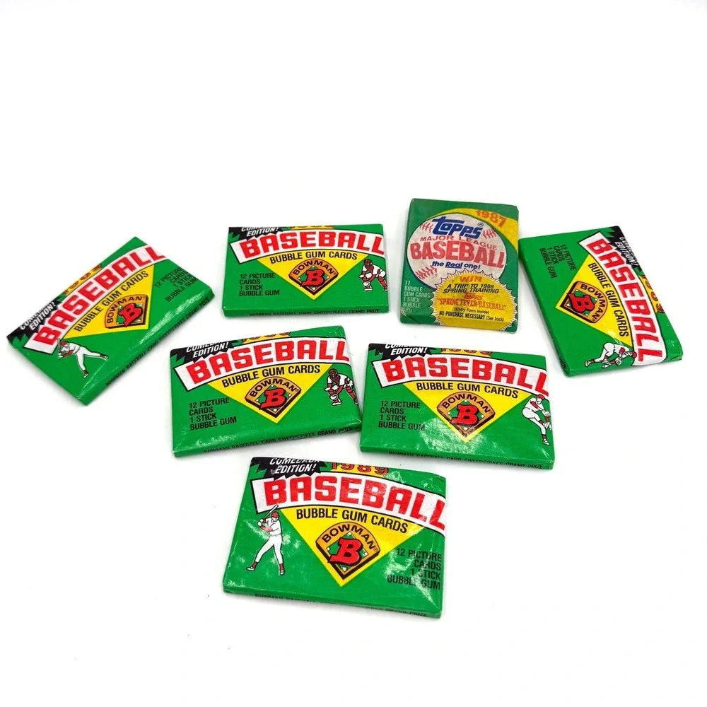 Vintage 1989 Bowman 1987 Topps Baseball Cards 7 Sealed Wax‎ Bubble Gum MLB Lot 1