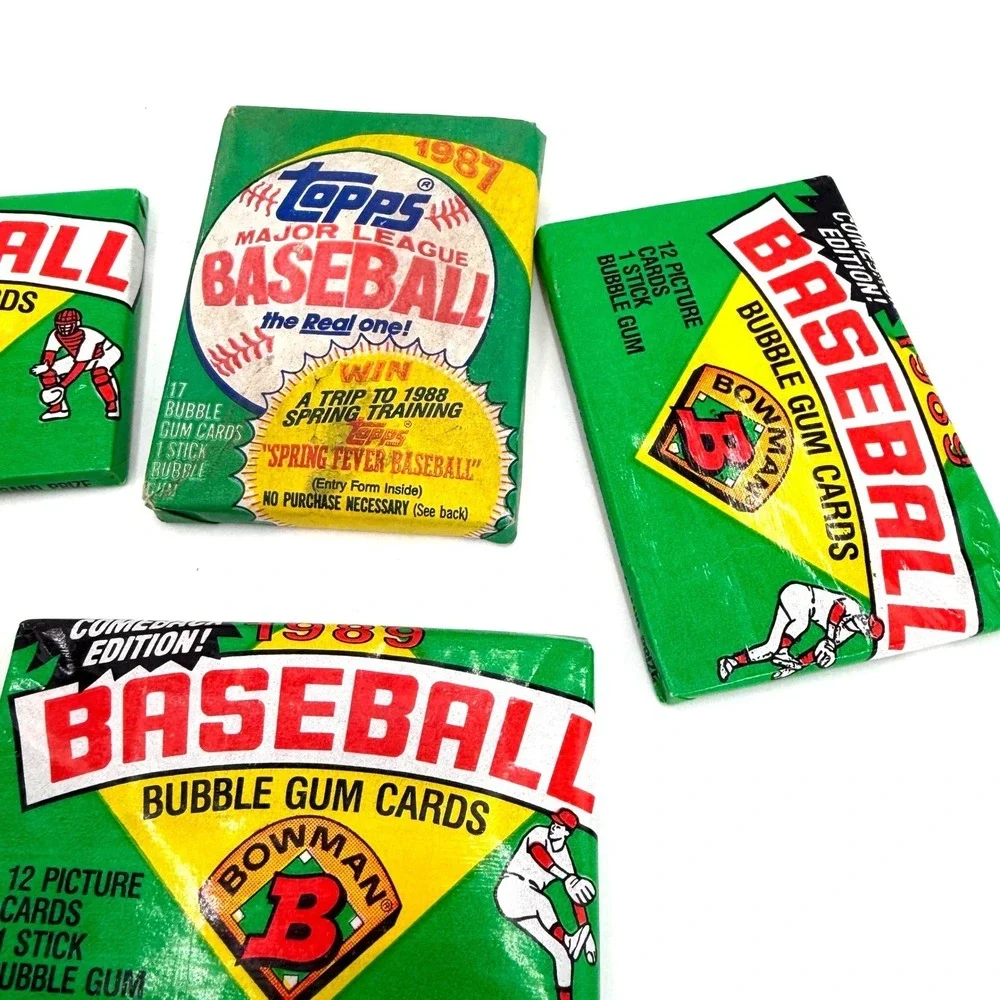 Vintage 1989 Bowman 1987 Topps Baseball Cards 7 Sealed Wax‎ Bubble Gum MLB Lot 1