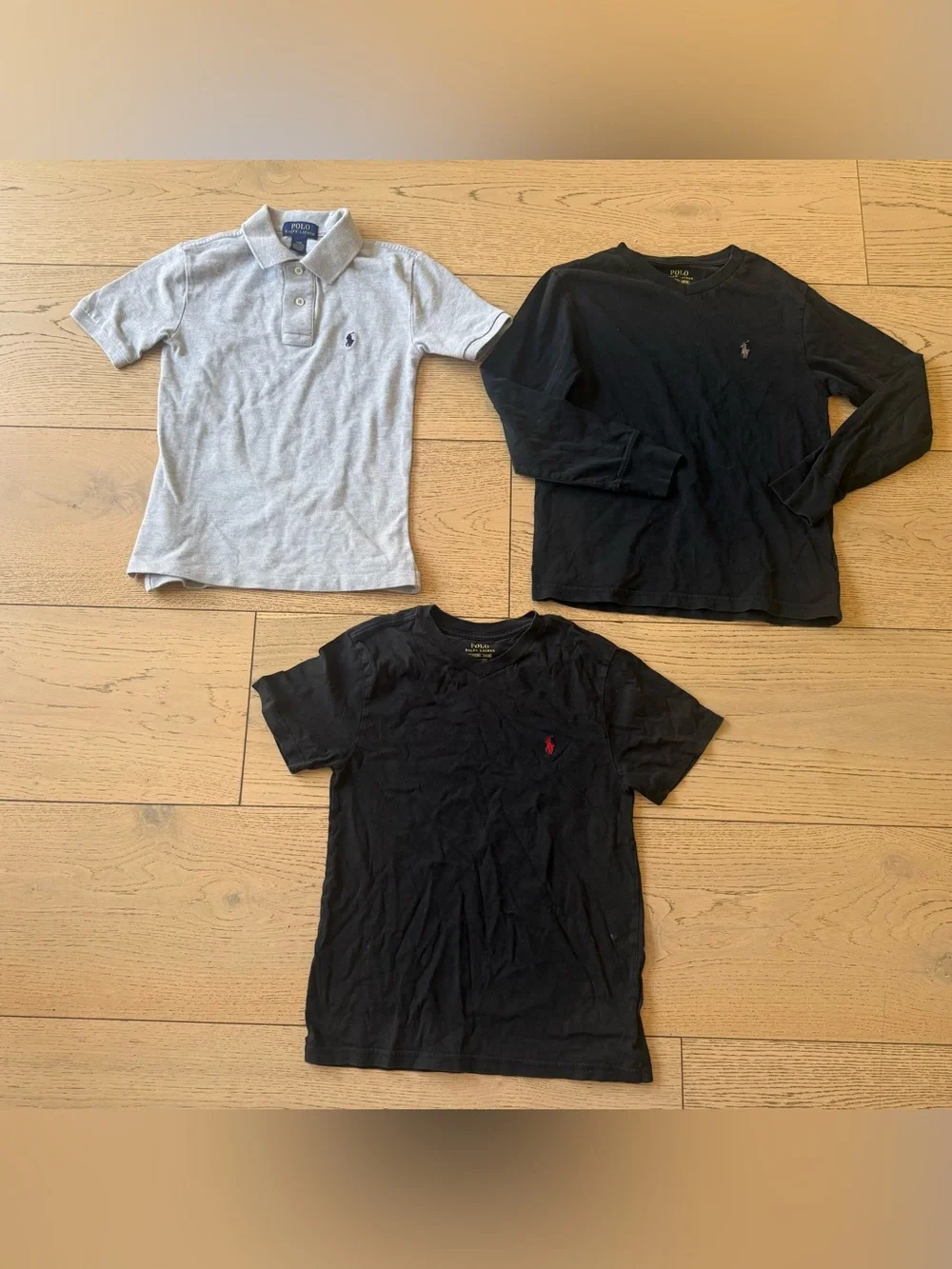 Ralph Lauren Kids 3-Piece Polo & Tees in Black and Light Gray
