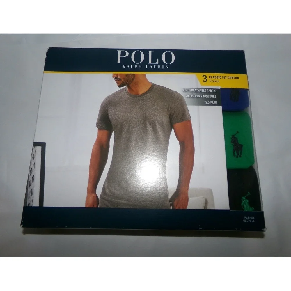 Polo Ralph Lauren Mens XL 3 Pack Classic Fit Cotton Crew Undershirts NIB