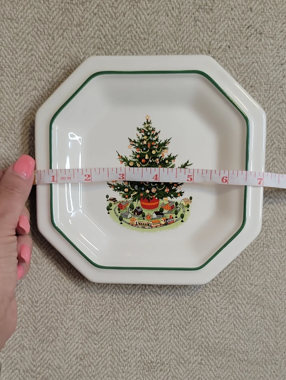 VTG Pfaltzgraff Christmas Heritage Octagonal Mint Tray Candy Dish Made in USA