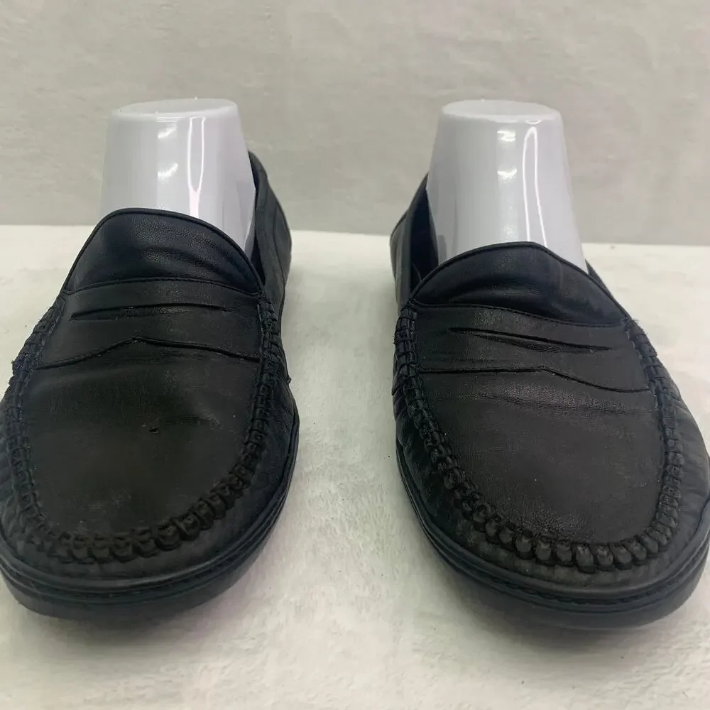 Bragano Mens 8.5 Loafers Black Leather Shoes Made In Italy Comfort Dress Penny